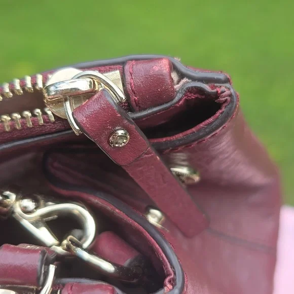 Kate Spade Bristol Drive Ostrich Cherrywood bag 2 Way Bag - Picture 14 of 15